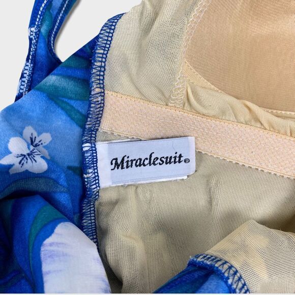 Miraclesuit One Piece Blue Tropical Floral Print Swimsuit size 10 - Picture 3 of 7